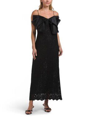 JL LUXE LABEL Sleeveless Bow Lace Dress